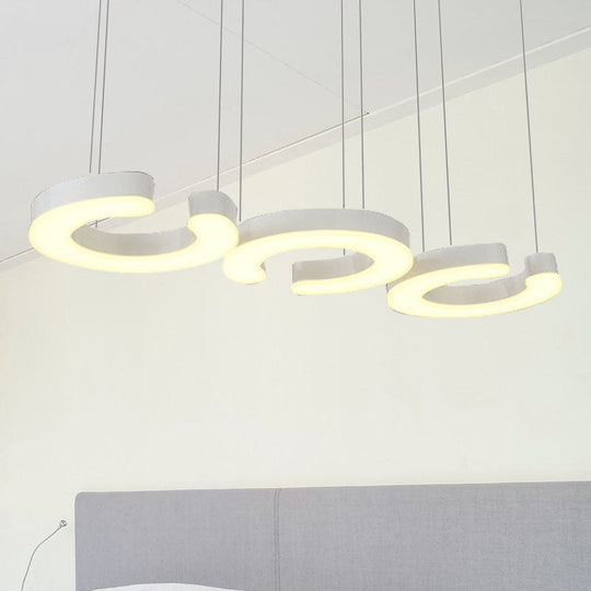 C-Shaped Led Pendant Lamp Kit - Minimalist Metal Design With Warm/White Light And Round/Linear