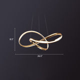 Artistic Gold Twist Aluminum Led Chandelier For Dining Room Ceiling