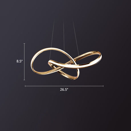 Artistic Gold Twist Aluminum Led Chandelier For Dining Room Ceiling