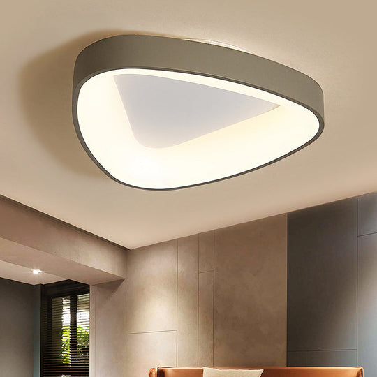 Nordic Led Grey Triangle Ceiling Fixture In White/Warm/Natural Light Flush Mount Acrylic Shade