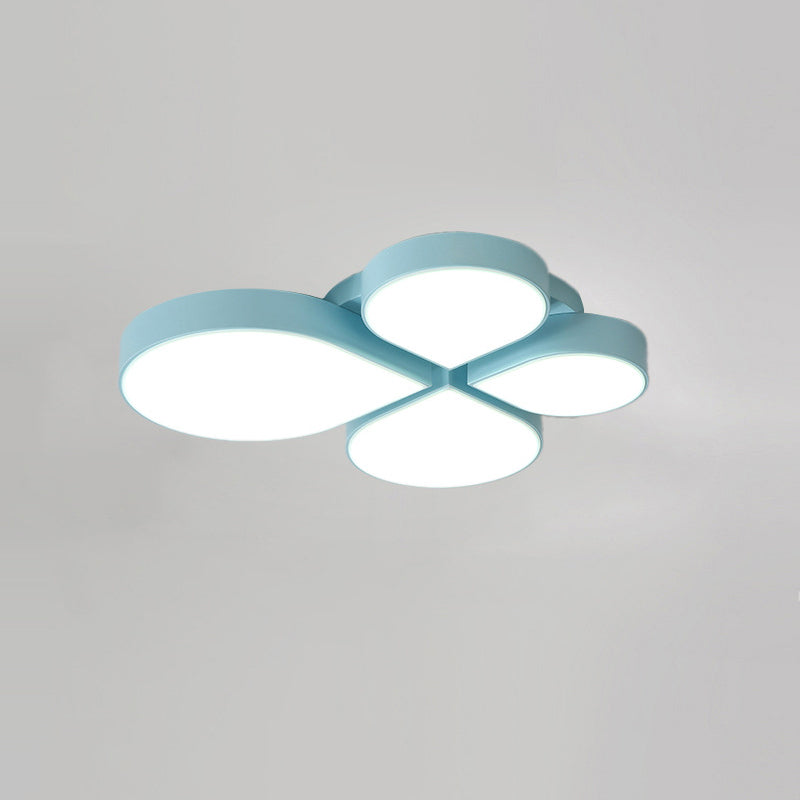 Nordic Style Led Ceiling Lamp - Clover Shaped Flush Mount Light Fixture Blue / White Water Drop