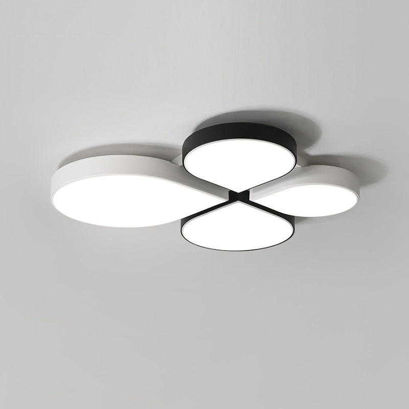 Nordic Style Led Ceiling Lamp - Clover Shaped Flush Mount Light Fixture Black - White / White Water