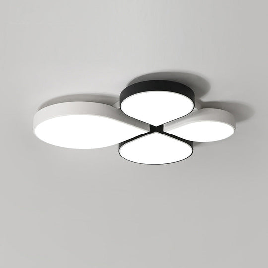 Nordic Style Led Ceiling Lamp - Clover Shaped Flush Mount Light Fixture Black - White / White Water