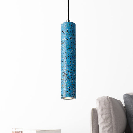 Nordic Concrete Pendant Light - 1-Light Black/White/Yellow Suspension