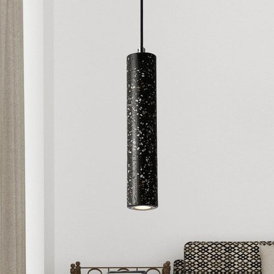 Nordic Concrete Pendant Light - 1-Light Black/White/Yellow Suspension Black