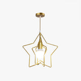 Nordic Style Gold Metal Wire Cage Pendant Light For Dining Room Ceiling / Star