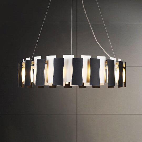 Postmodern Black And White Circular Chandelier Pendant Light For Living Room
