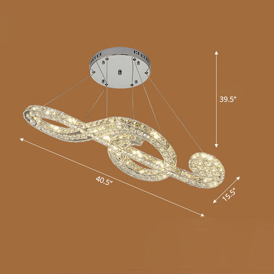 Musical Note Pendant Led Chandelier - Sparkling Crystal Design For Fashion Stores