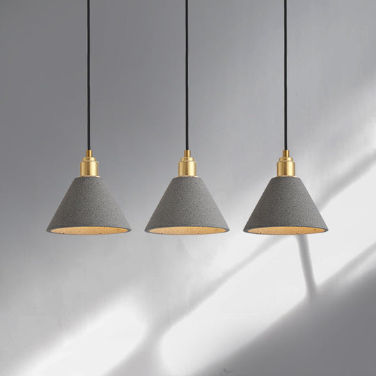 Minimalist Concrete Conical Pendant Light: 1-Head Ceiling Suspension Lamp Grey