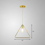 Nordic Metal Pendant Ceiling Light - Gold Cage Frame Design With 1 Bulb Ideal For Dining Room