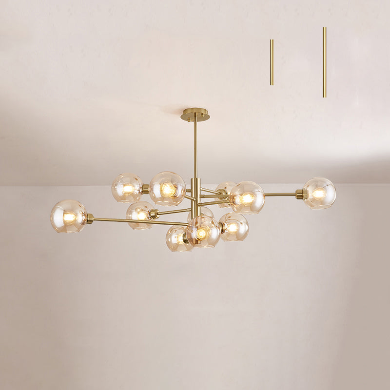 Sleek Postmodern Sputnik Chandelier For Living Room - Stylish Glass Ceiling Light Fixture 11 / Gold