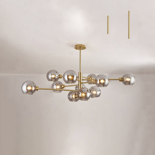 Sleek Postmodern Sputnik Chandelier For Living Room - Stylish Glass Ceiling Light Fixture 11 / Gold
