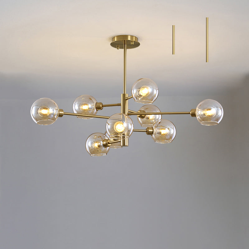 Sleek Postmodern Sputnik Chandelier For Living Room - Stylish Glass Ceiling Light Fixture 9 / Gold