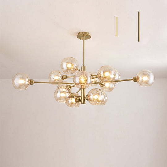 Sleek Postmodern Sputnik Chandelier For Living Room - Stylish Glass Ceiling Light Fixture 15 / Gold