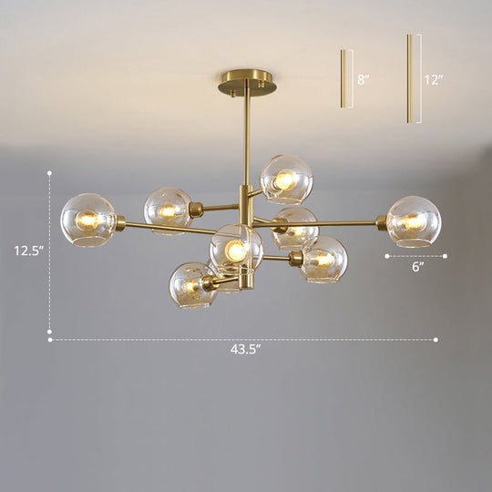 Contemporary Sputnik Chandelier - Glass Living Room Ceiling Light Fixture +