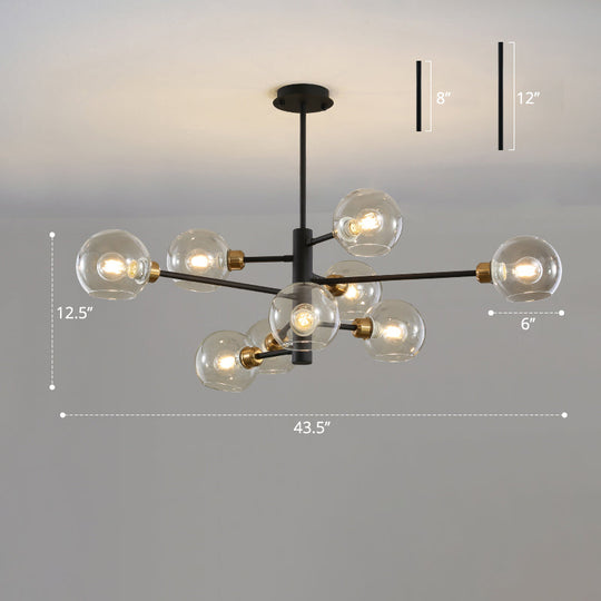 Contemporary Sputnik Chandelier - Glass Living Room Ceiling Light Fixture +