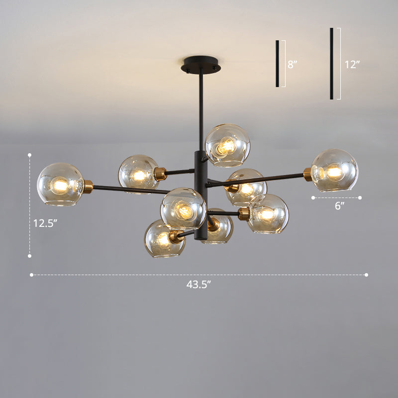 Contemporary Sputnik Chandelier - Glass Living Room Ceiling Light Fixture +