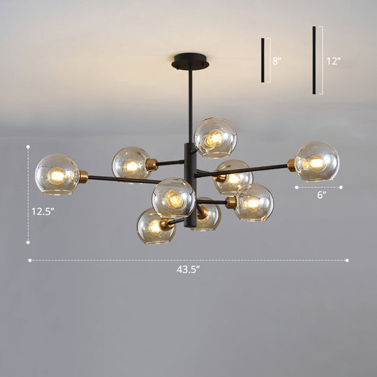 Contemporary Sputnik Chandelier - Glass Living Room Ceiling Light Fixture +