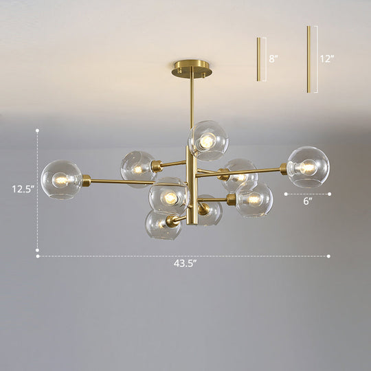 Sleek Postmodern Sputnik Chandelier For Living Room - Stylish Glass Ceiling Light Fixture