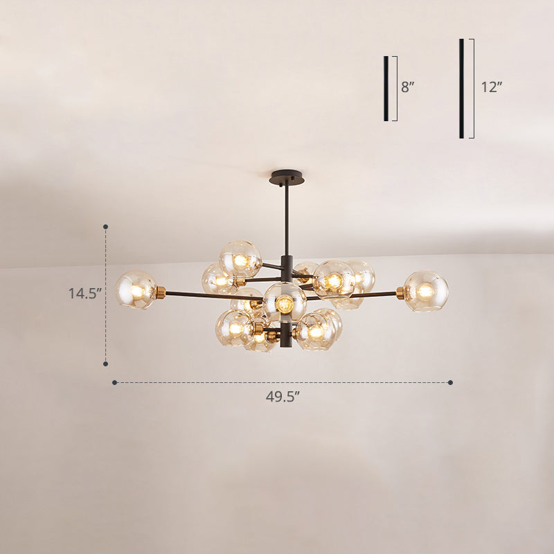 Contemporary Sputnik Chandelier - Glass Living Room Ceiling Light Fixture +