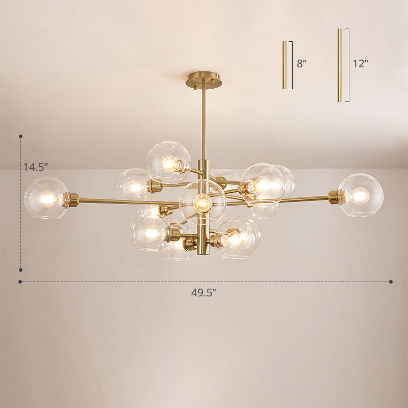 Contemporary Sputnik Chandelier - Glass Living Room Ceiling Light Fixture +