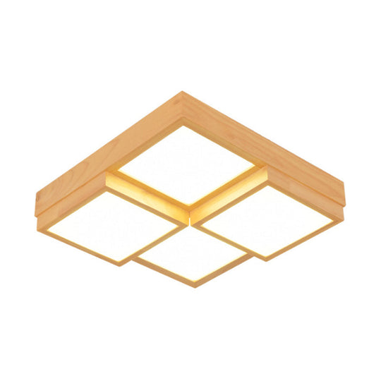Minimalist Wooden Led Flush Mount Ceiling Light For Living Room - Check Fixture