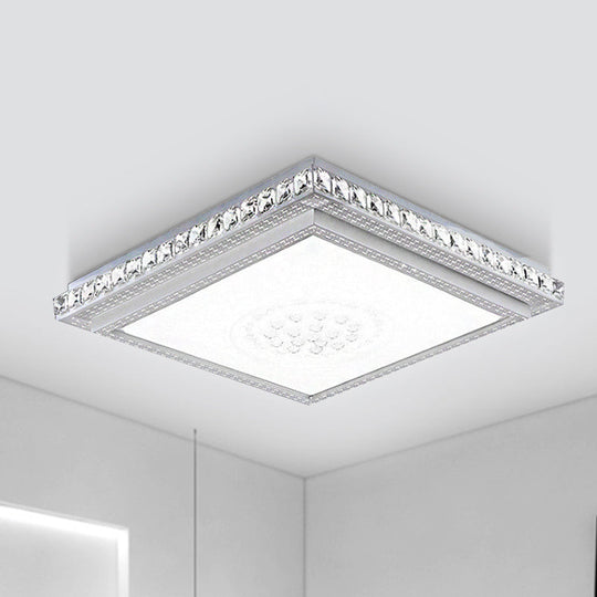 23.5-42.5’ Wide Led Ceiling Flush Mount Bedroom Lamp - White Light With Acrylic Shade & Crystal