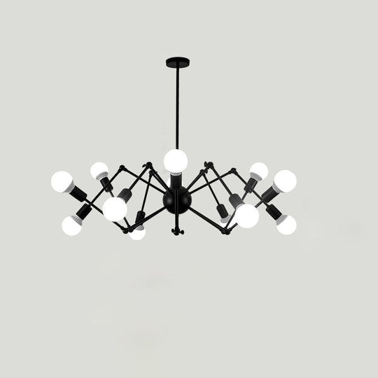 Industrial Spider Chandelier With Open Bulb Design For Clothing Shops 12 / Black