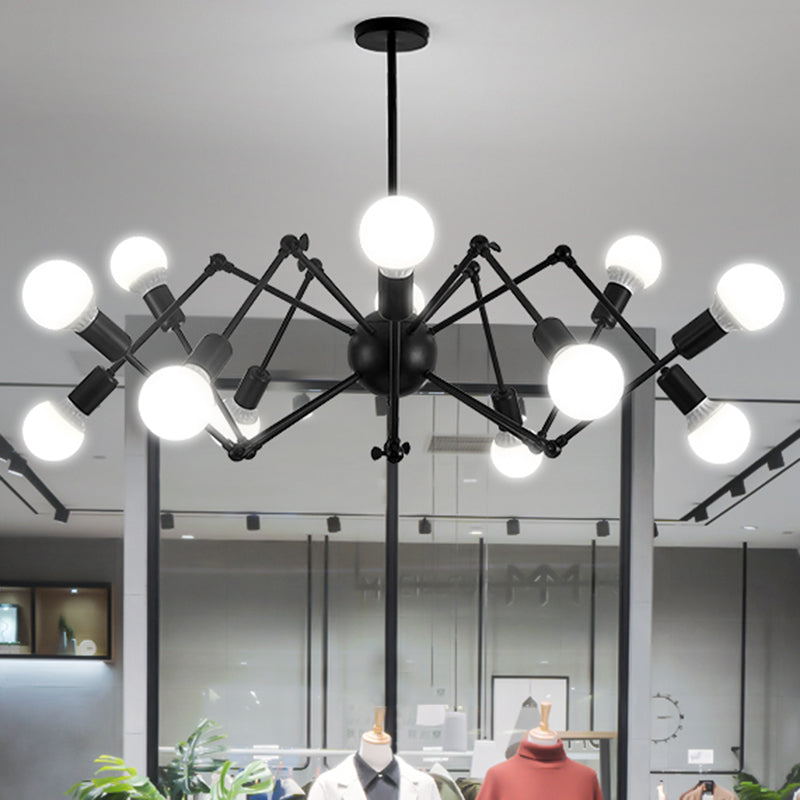 Industrial Spider Chandelier With Open Bulb Design For Clothing Shops