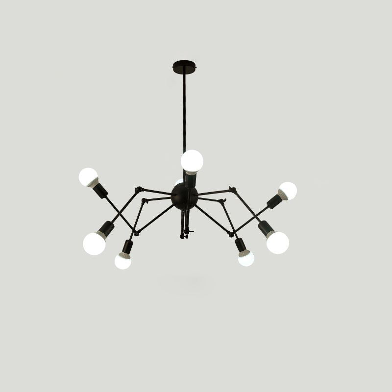 Industrial Spider Chandelier With Open Bulb Design For Clothing Shops 8 / Black