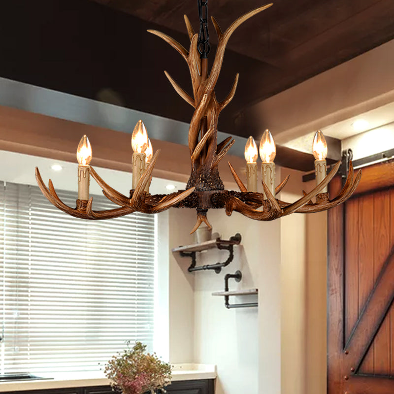 Antler Chandelier: Resin Countryside Living Room Lighting