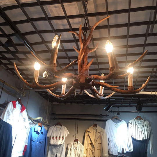 Antler Chandelier: Resin Countryside Living Room Lighting