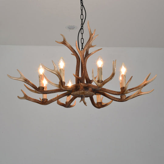 Antler Chandelier: Resin Countryside Living Room Lighting 8 / Coffee