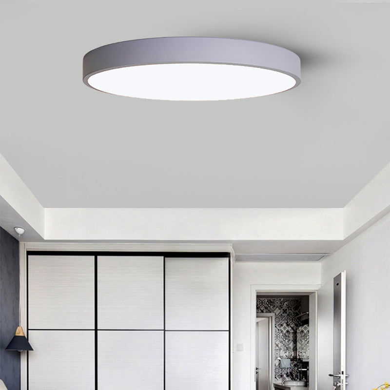 Ultrathin Round Flush Mount Led Ceiling Light For Child’s Room - Macaron Metal Finish Grey / 9’