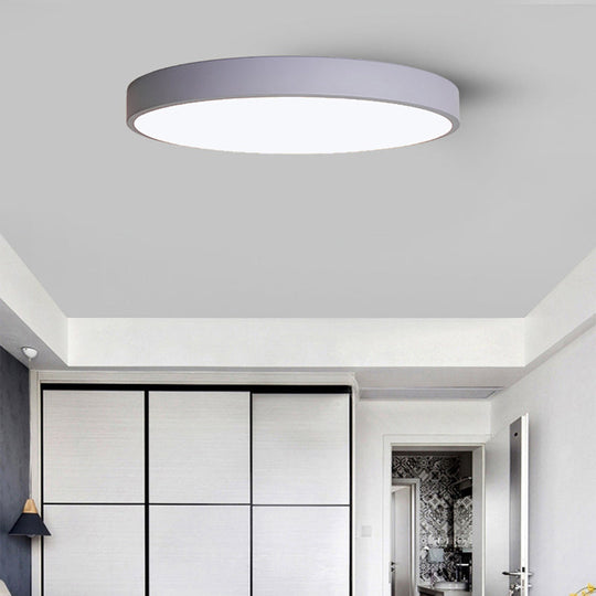 Ultrathin Round Flush Mount Led Ceiling Light For Child’s Room - Macaron Metal Finish Grey / 9’