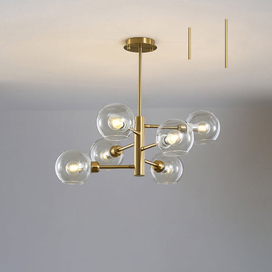 Modern Glass Dining Room Chandelier - Domed Hanging Lamp 6 / Gold Clear