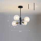Modern Glass Dining Room Chandelier - Domed Hanging Lamp