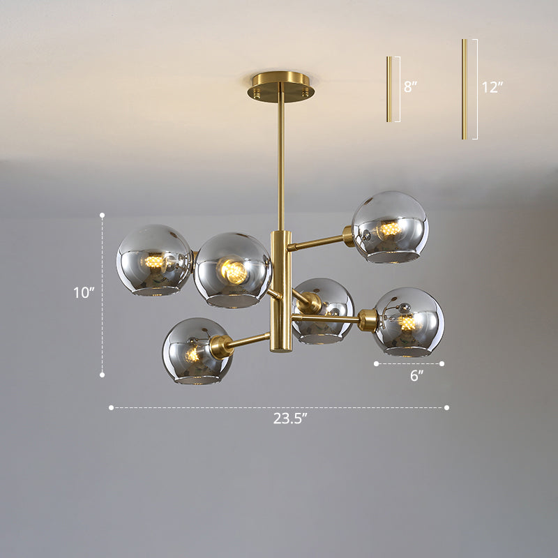 Modern Glass Dining Room Chandelier - Domed Hanging Lamp