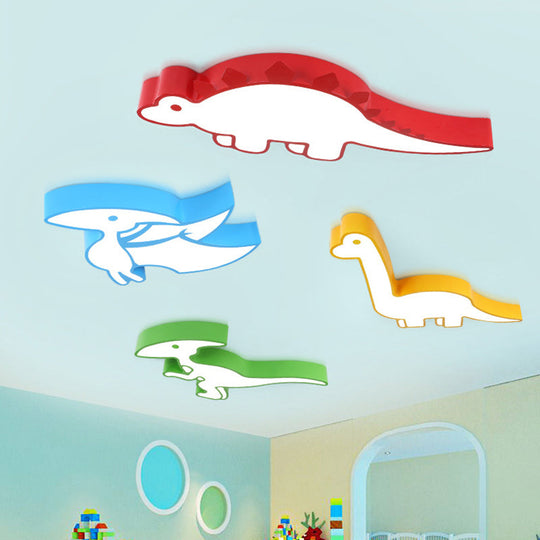 Dinosaur Led Flushmount Ceiling Lamp For Kids Room - Metal Flush - Mount Light Fixture