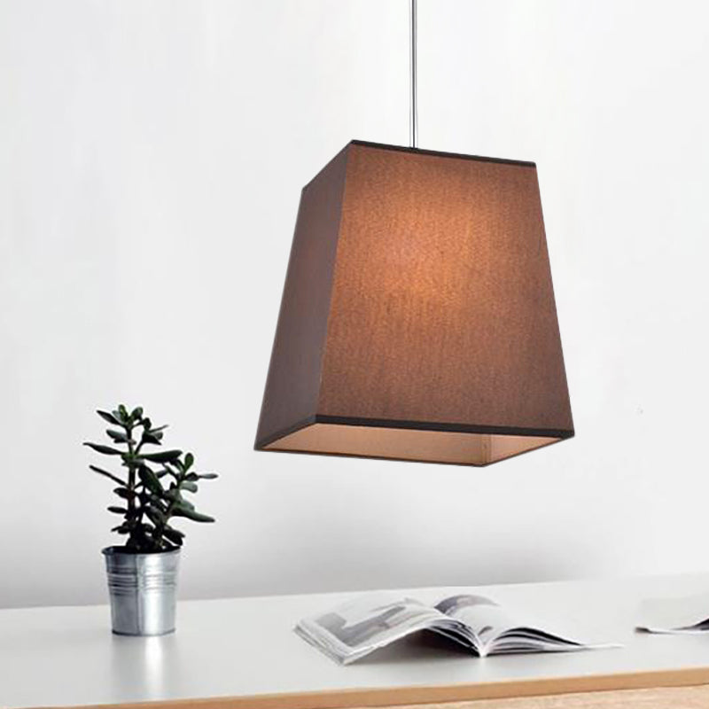 Modern Nordic Trapezoid Fabric Pendant Lamp - 1 Light White/Black/Coffee 8/11 Wide Coffee / 8