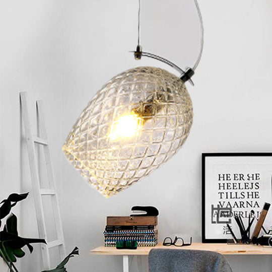 Modernist Tulip Pendant Light With Prismatic Glass - Clear/Amber/Smoke Bedroom Hanging Lamp Fixture