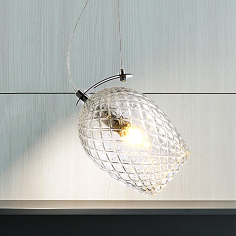 Modernist Tulip Pendant Light With Prismatic Glass - Clear/Amber/Smoke Bedroom Hanging Lamp Fixture