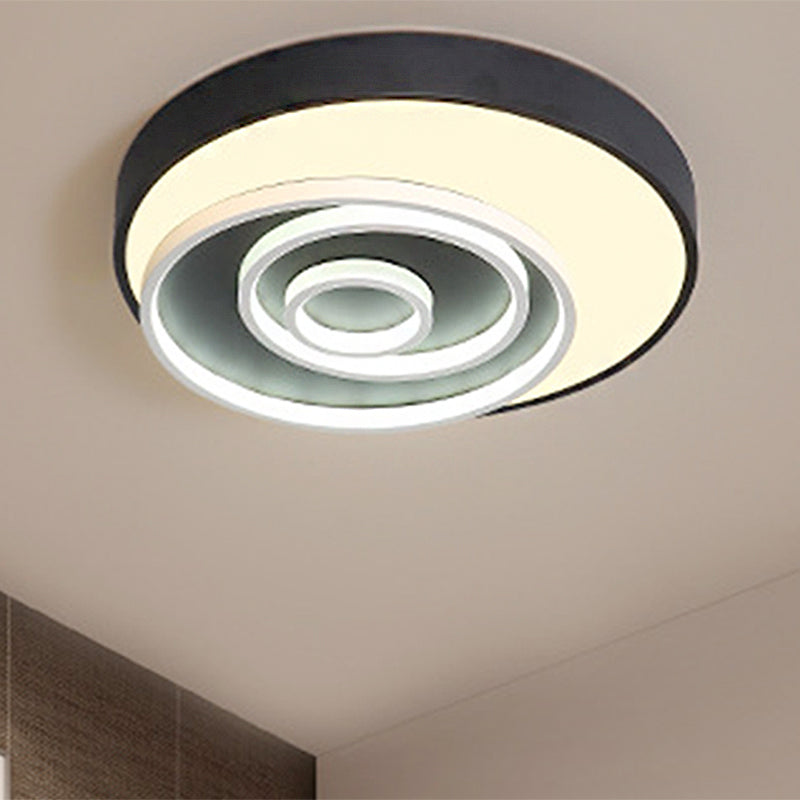 Modern Black Led Flush Mount Bedroom Lamp With Acrylic Circle Shade 16/19.5 Wide