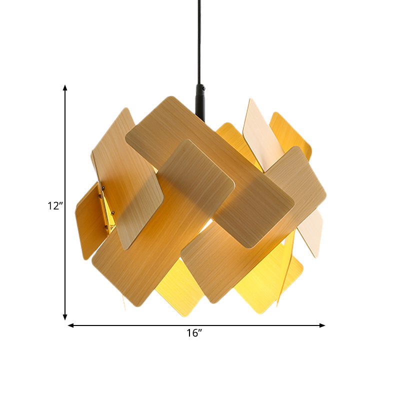 Modern Nordic Style Flower Pendant Lamp With Red/Blue/Light Wood Finish - 1 Light Hanging Ceiling