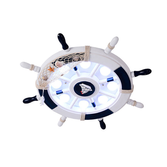 Modern Led Flush Mount Ceiling Light For Child’s Mediterranean - Style Bedroom Blue / White