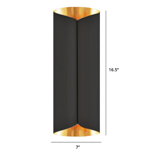 Postmodern Roll Shape Metal Wall Lamp Sconce - 2-Bulb Mount Light For Stairs