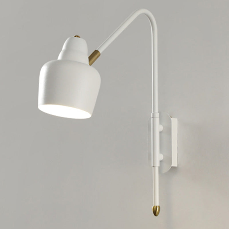 Swivel Shade Wall Mount Light - Sleek Metal Bedside Reading Lamp With V-Shaped Arm White / Cylinder