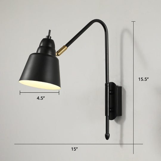 Swivel Shade Wall Mount Light - Sleek Metal Bedside Reading Lamp With V-Shaped Arm