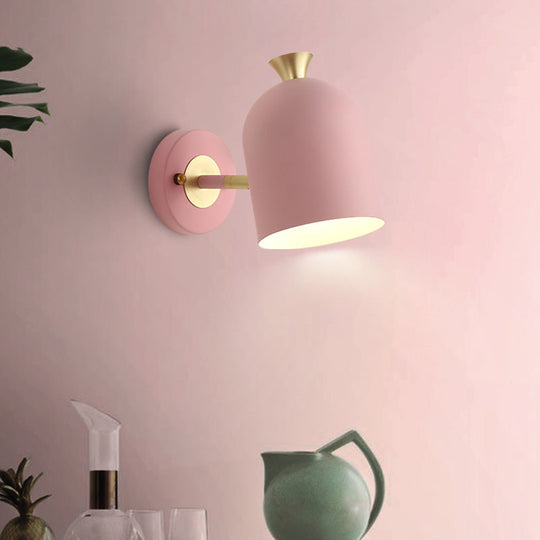Metal Cloche Wall Sconce With Adjustable Macaron Lighting For Bedroom