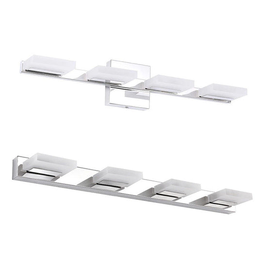 Minimalistic Rotatable Led Vanity Lamp: Square Acrylic & Nickel Wall Sconce Lighting For Bath 4 /